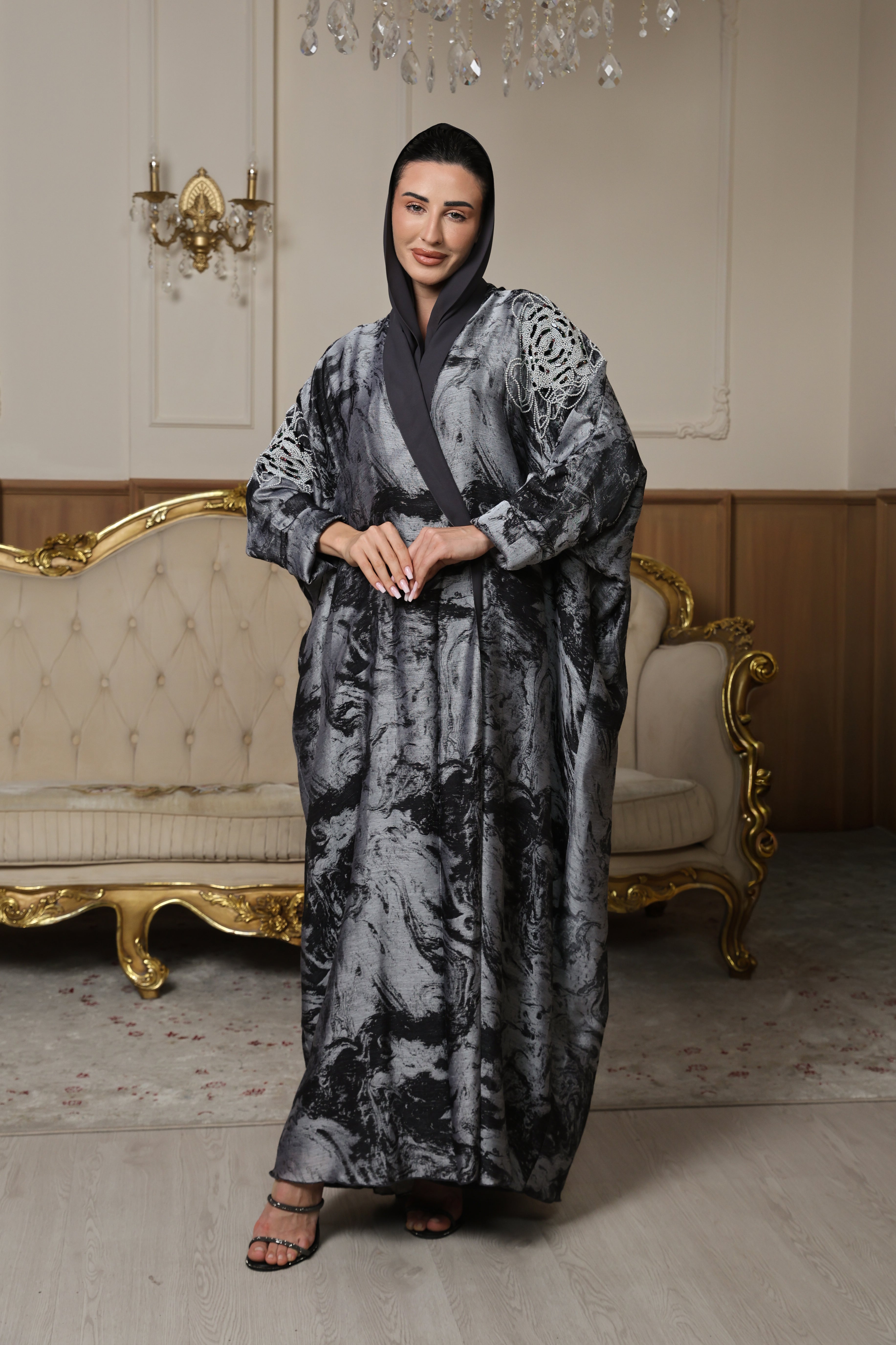 Charcoal Marble Abaya
