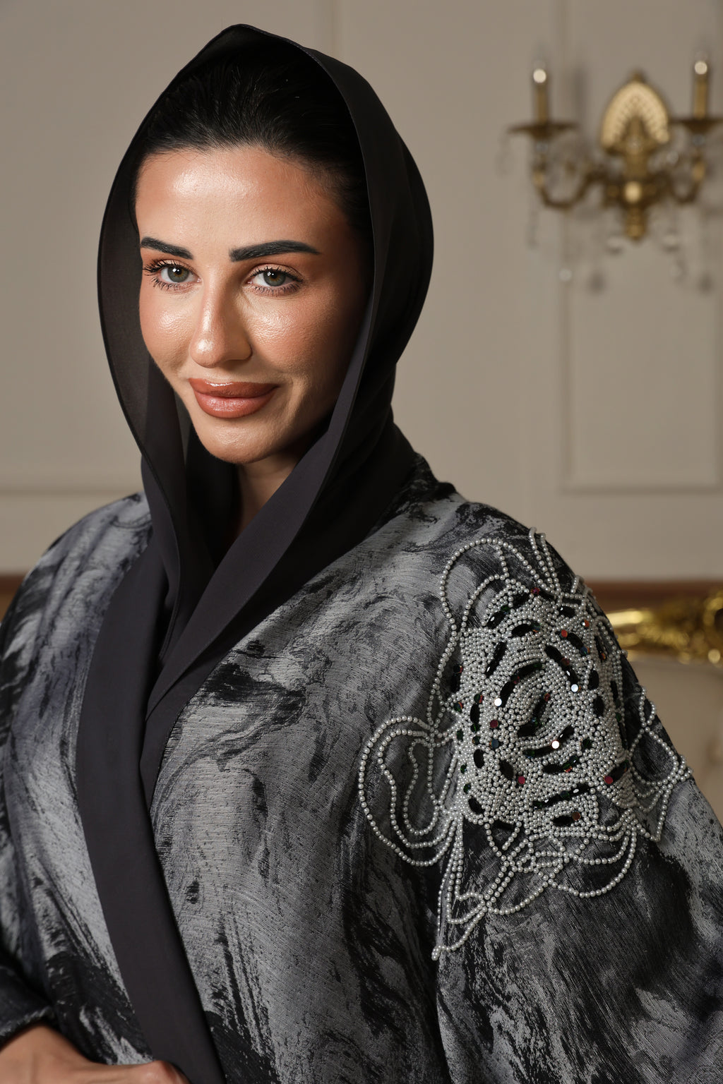 Charcoal Marble Abaya