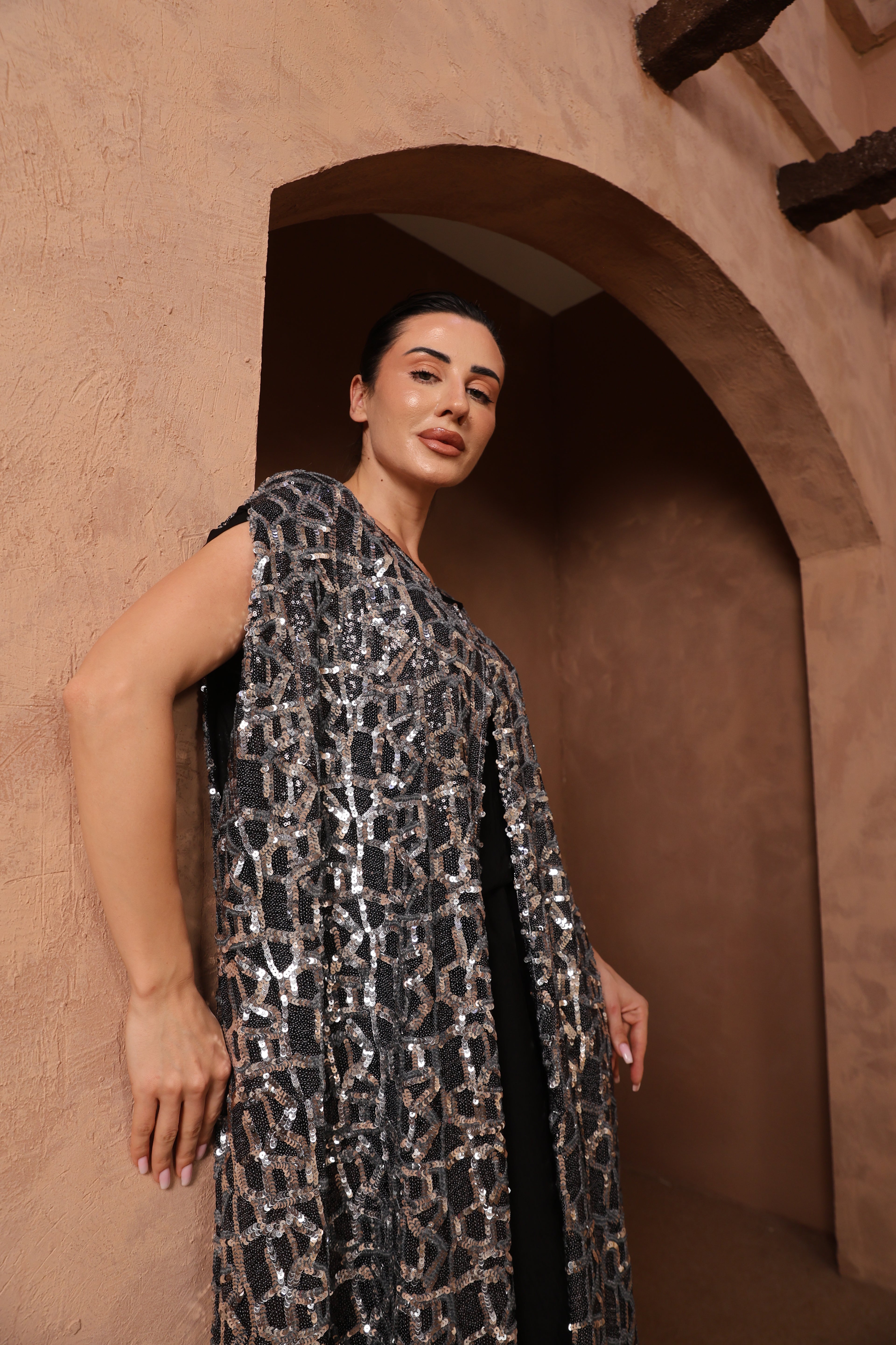 Silver Mosaic Wedding Abaya
