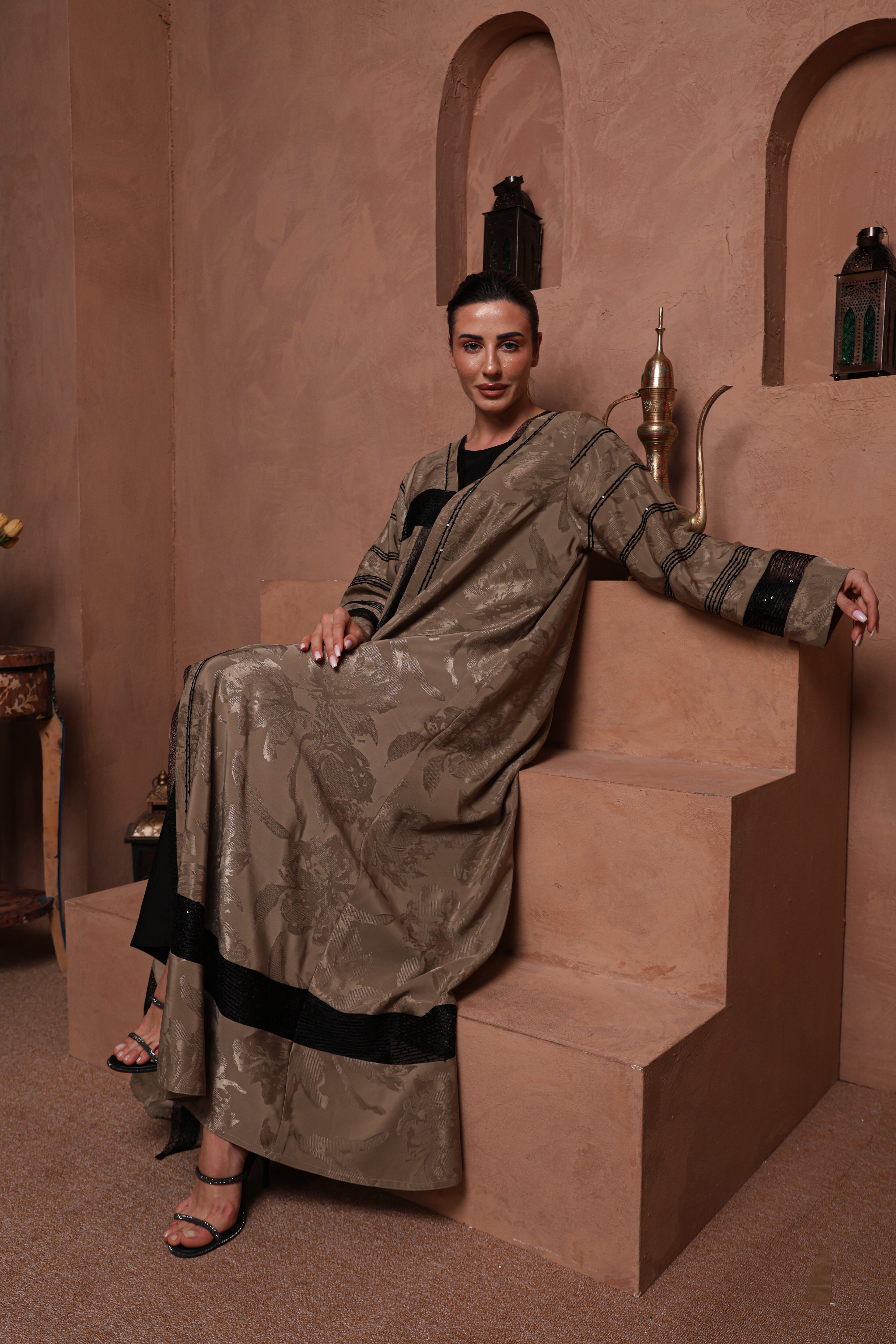 Taupe Trim Abaya