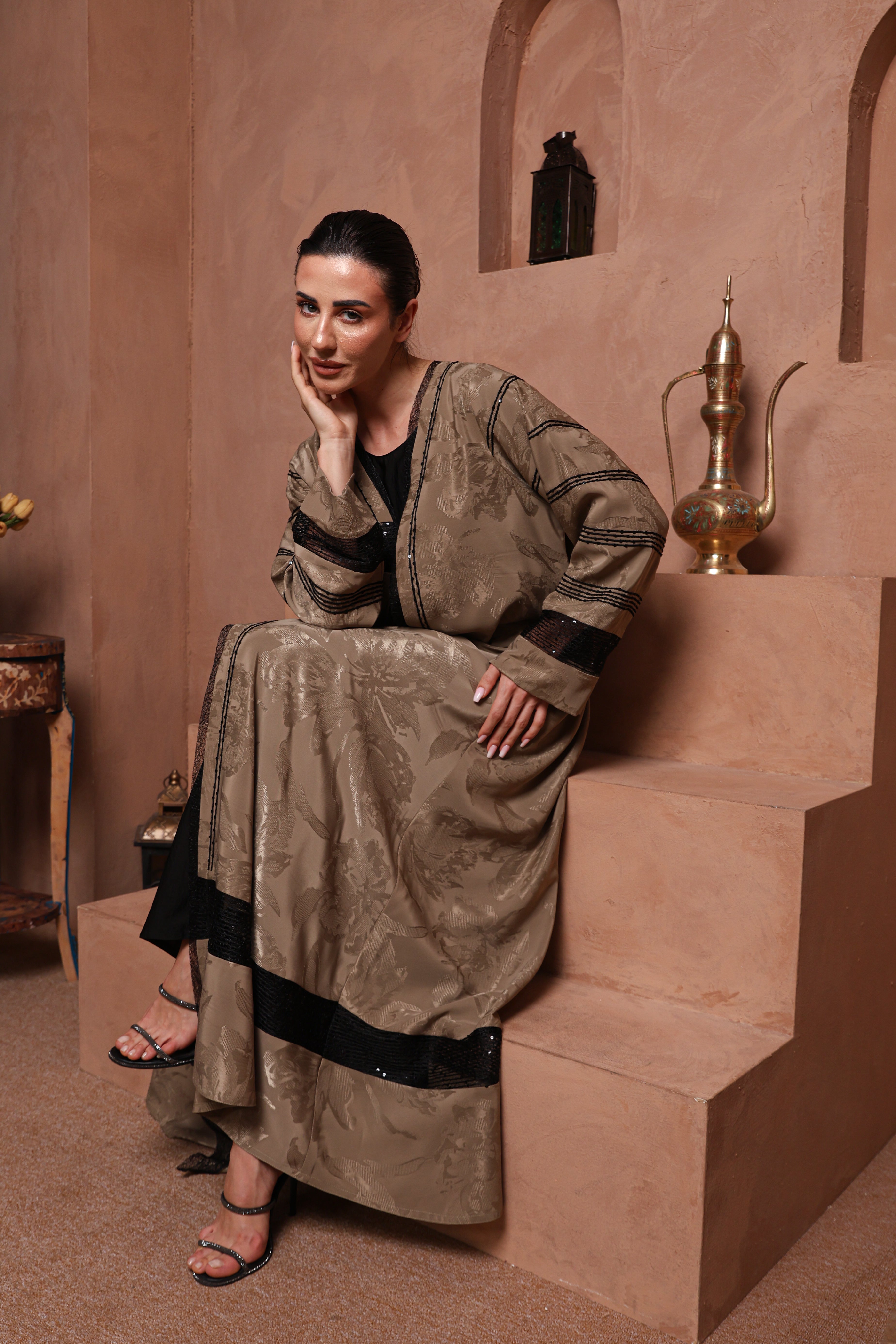 Taupe Trim Abaya
