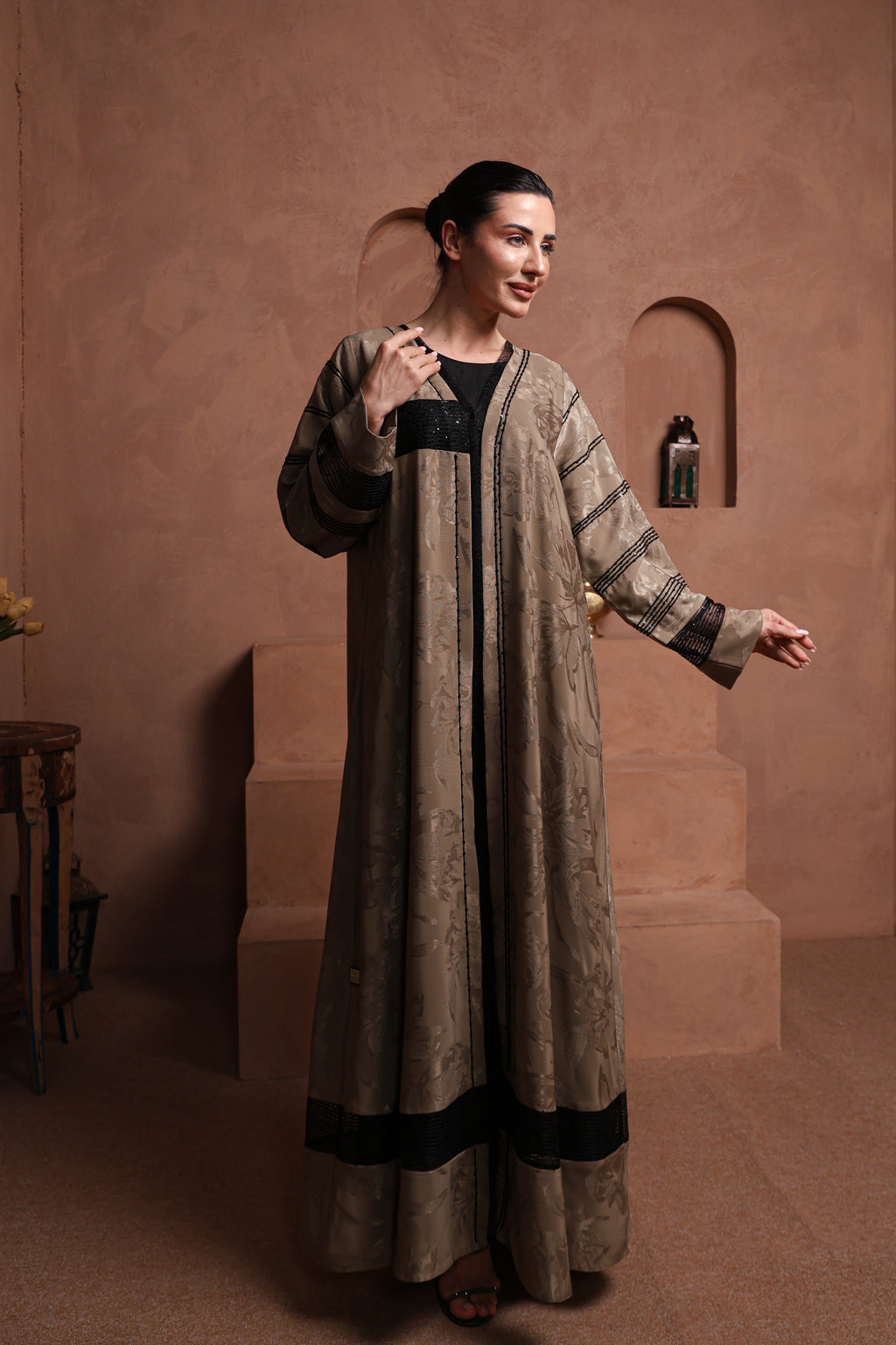 Taupe Trim Abaya