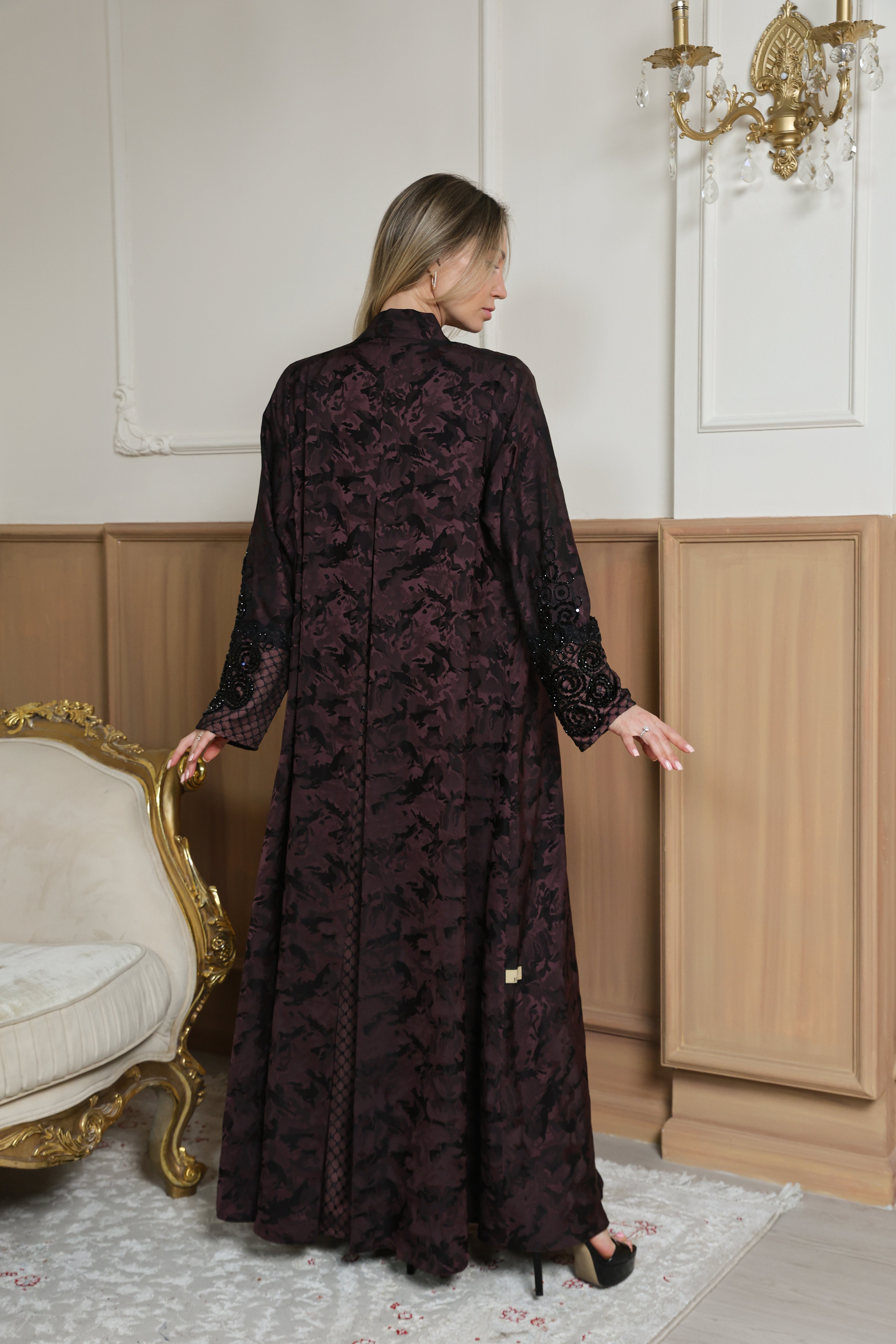 Wine Bloom Abaya