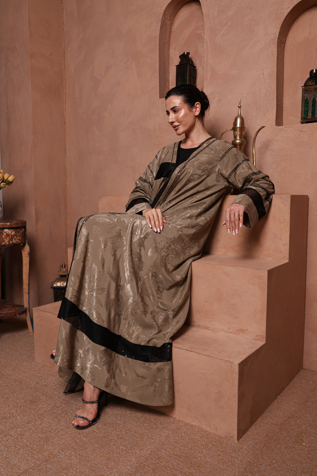 Taupe Trim Abaya