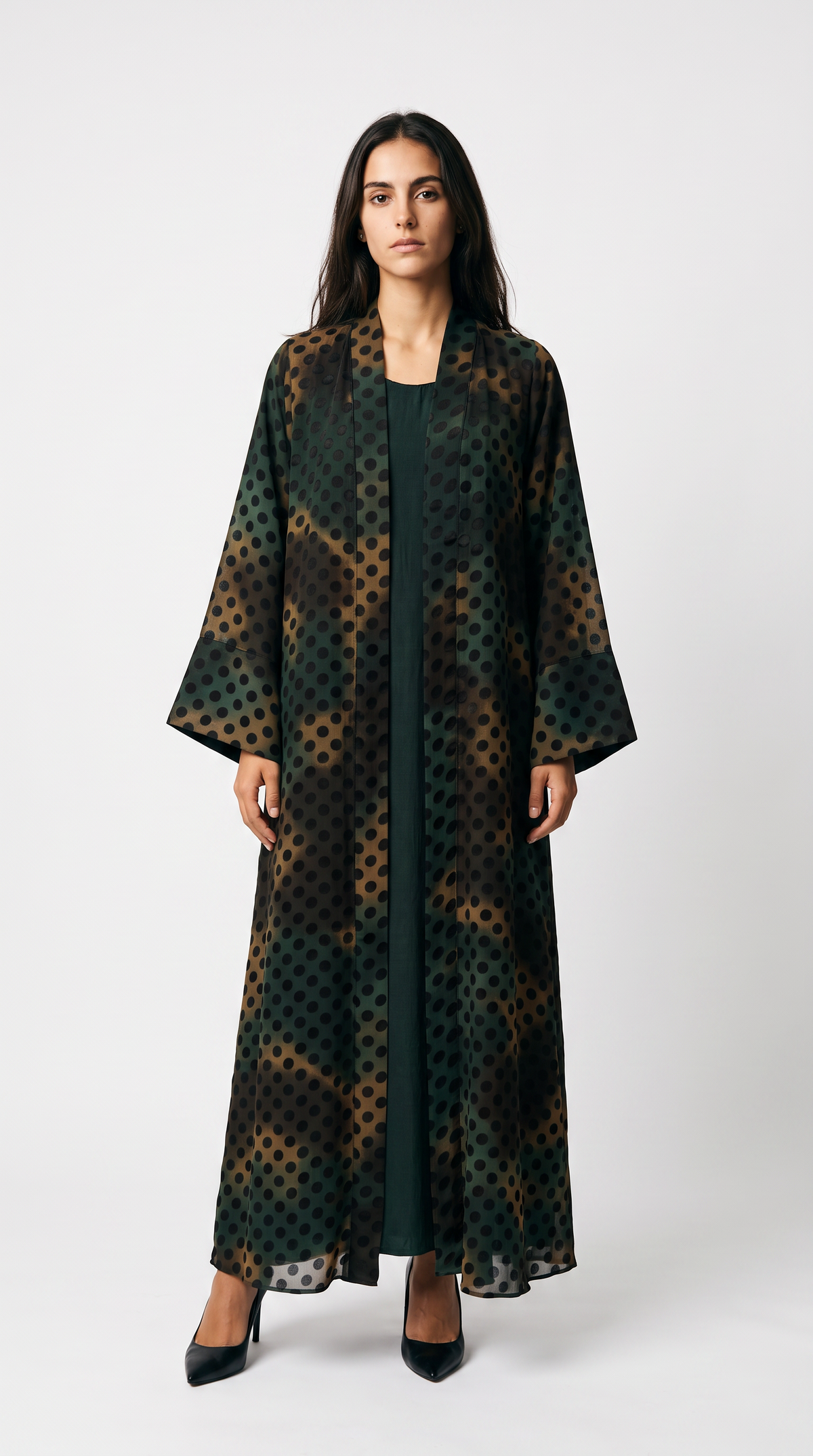 Halo Dot Abaya — Emerald
