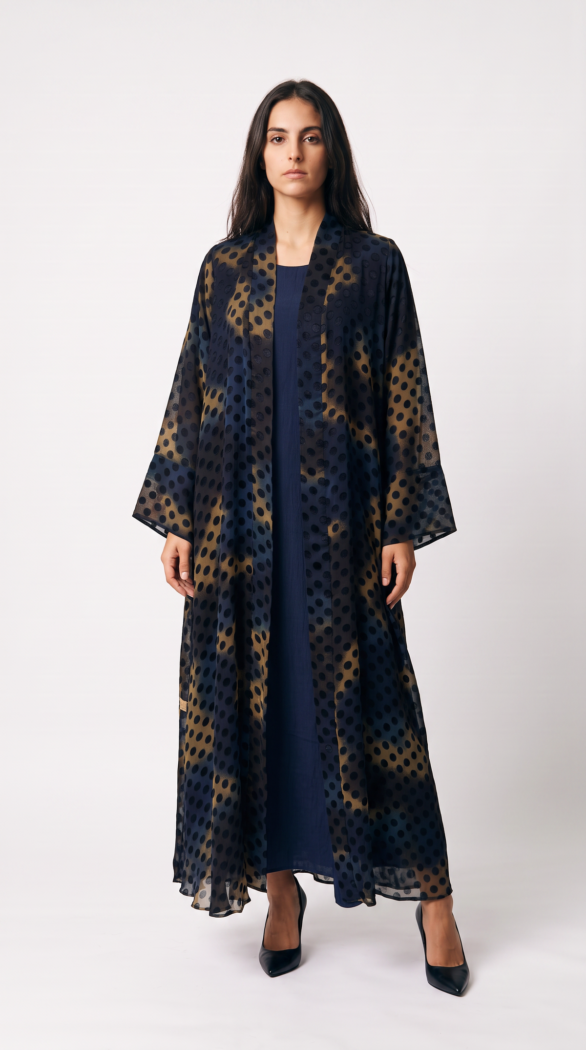 Halo Dot Abaya — Navy