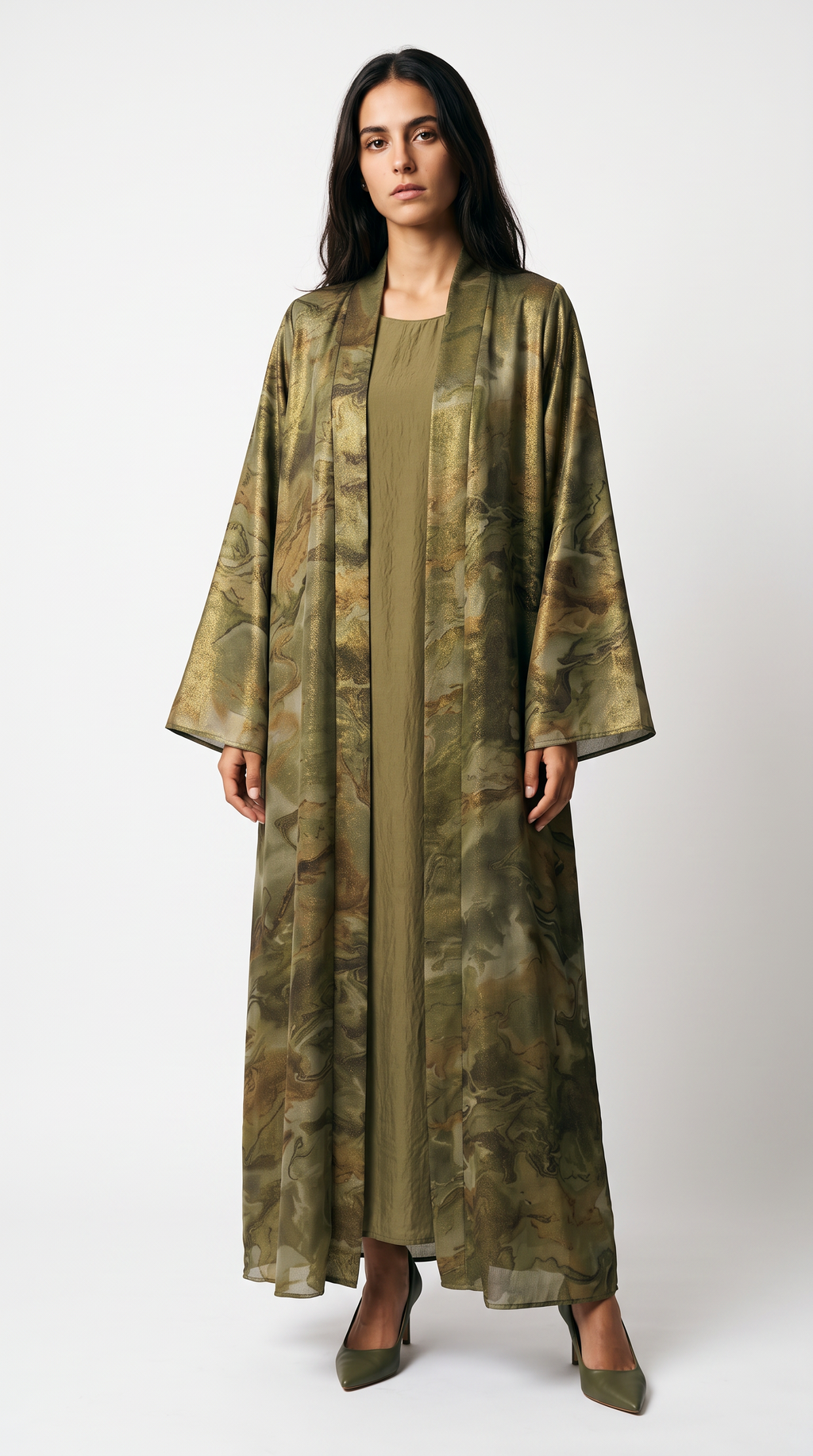 Mirage Marble Abaya — Olive