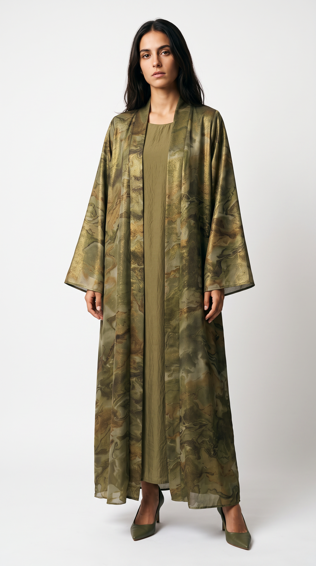 Mirage Marble Abaya — Olive
