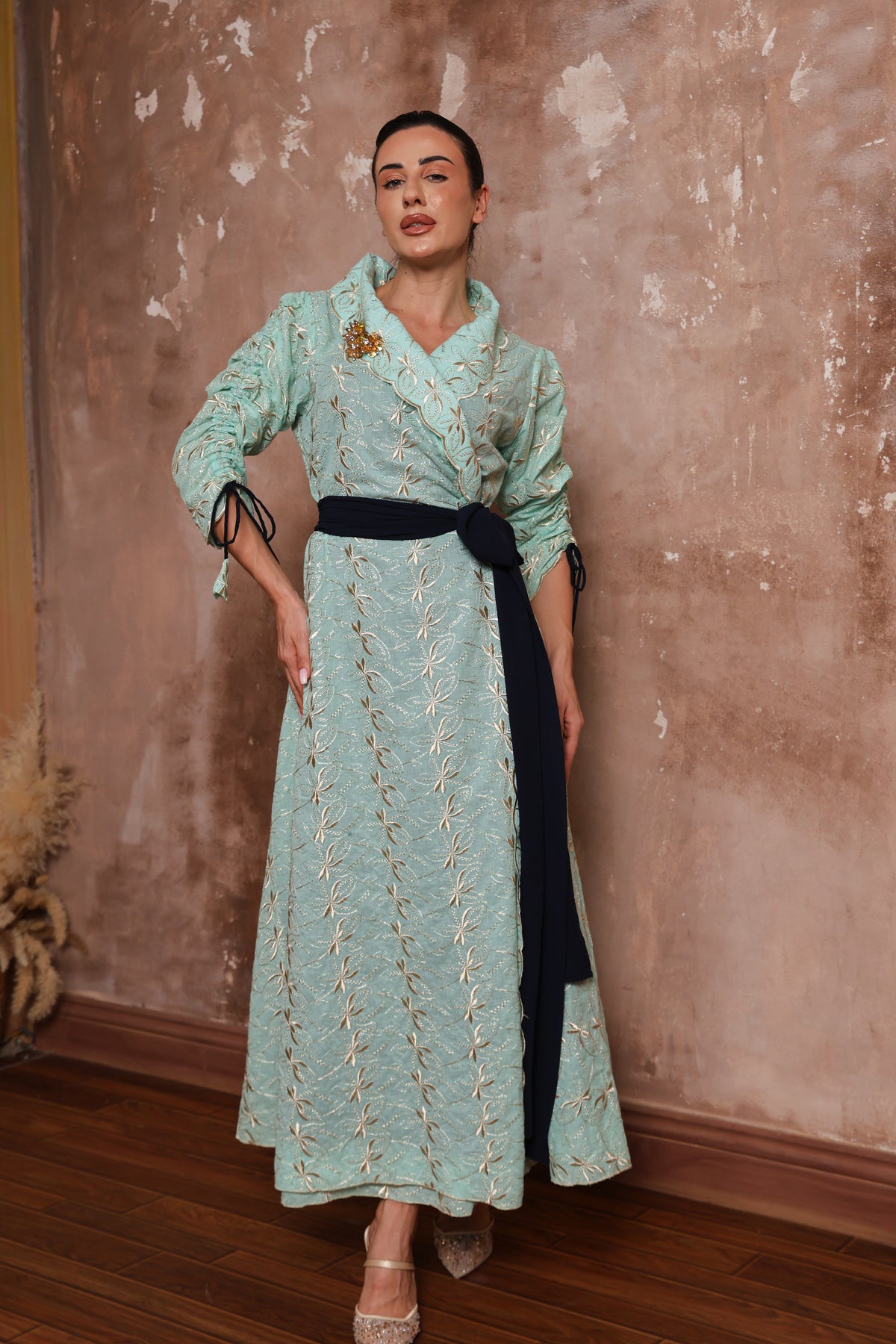 Starburst Wrap Dress — Mint