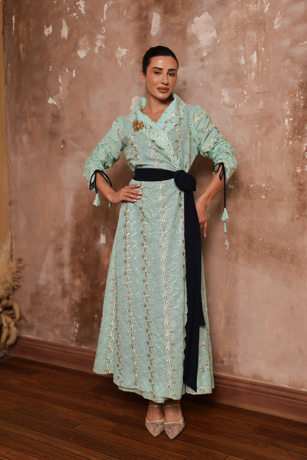 Starburst Wrap Dress — Mint