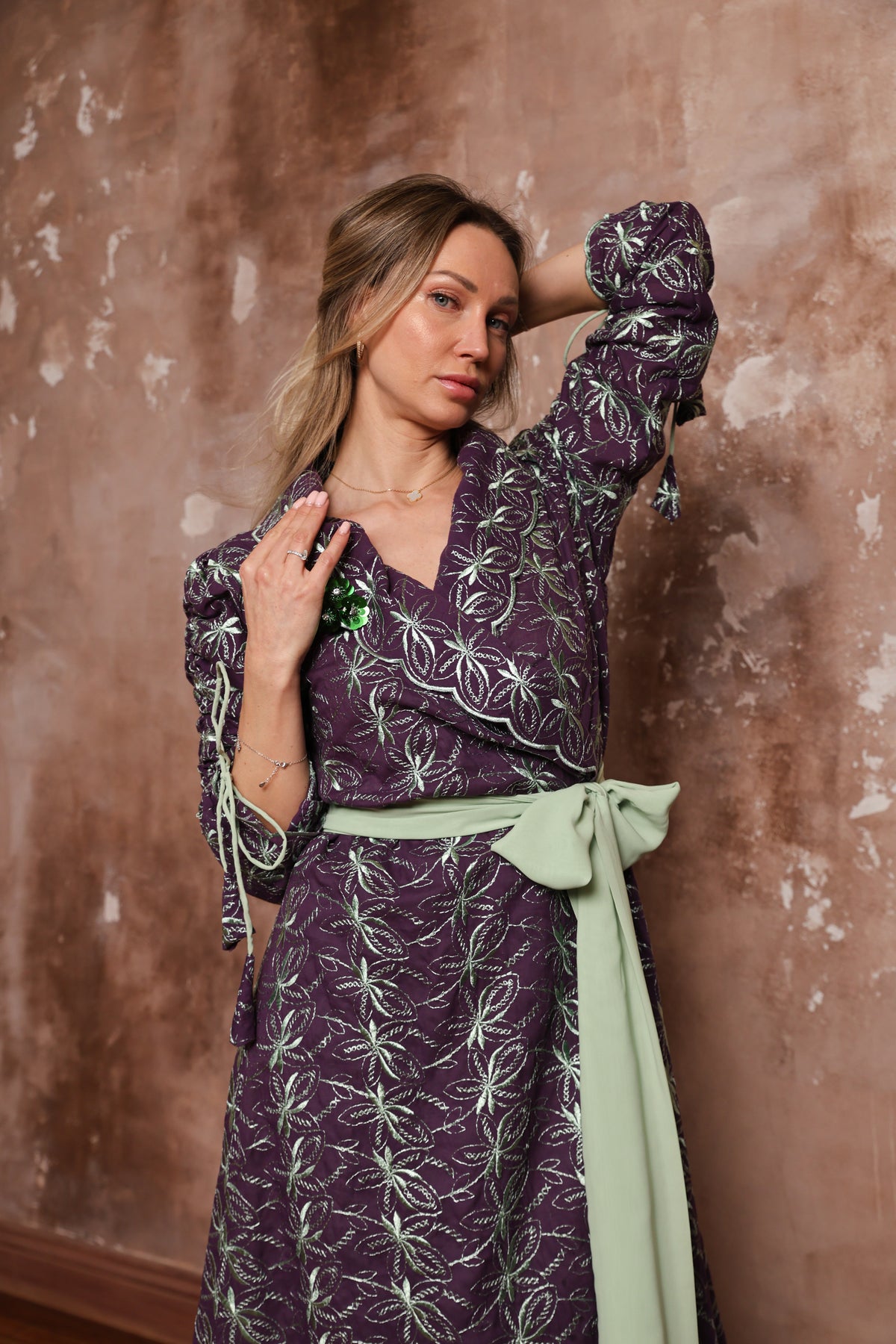 Starburst Wrap Dress — Plum