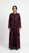 Whisper Petal Abaya — Burgundy
