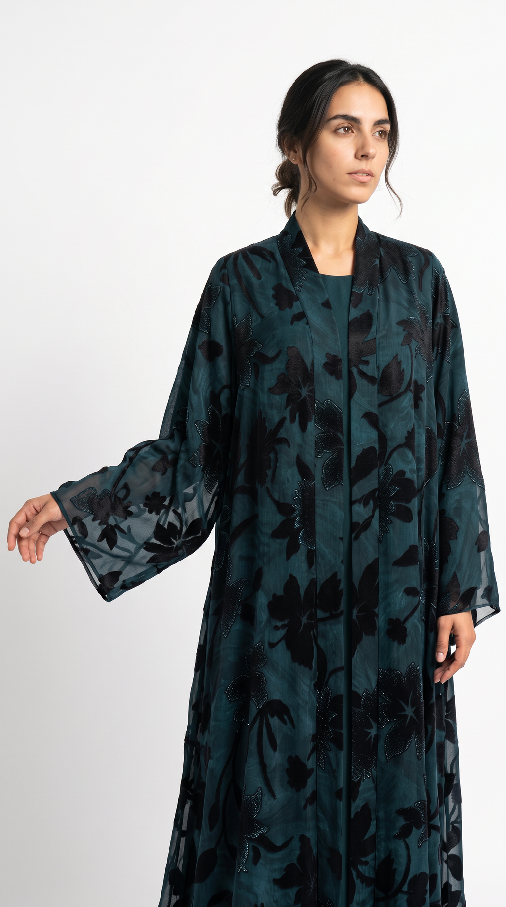 Whisper Petal Abaya — Teal